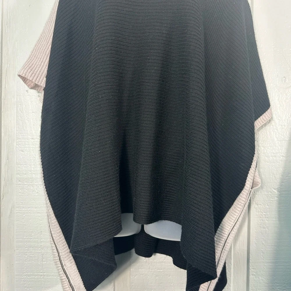 JENNIE LIU Women's Cashmere Blend Rib Knitted Poncho Sweater One Size NW…